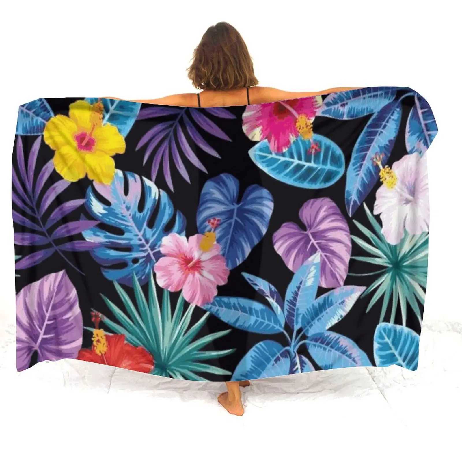 Summer Vintage Hibiscus Flower Tribe 3d Printed Womens Beach Sarong Elegant Shl Polynesian Sarong Custom Coat 2024 W250120