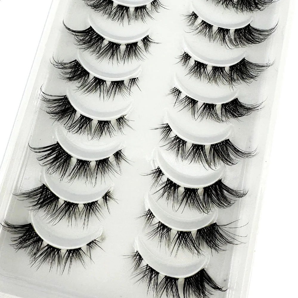 10pairs Mink Eyelashes Invisible Band Lash Extension Natural False Eyelashes Cross Cluster Fairy 3D Faux Big Eye Long Fake Lashe 250110