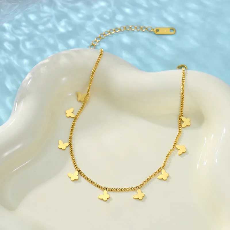 316L Stainl Steel New Fashion Waterproof Jewelry Minimalism Casual Gold Color Many Butterflies Charm Chain Anklets For WomenXJ250121