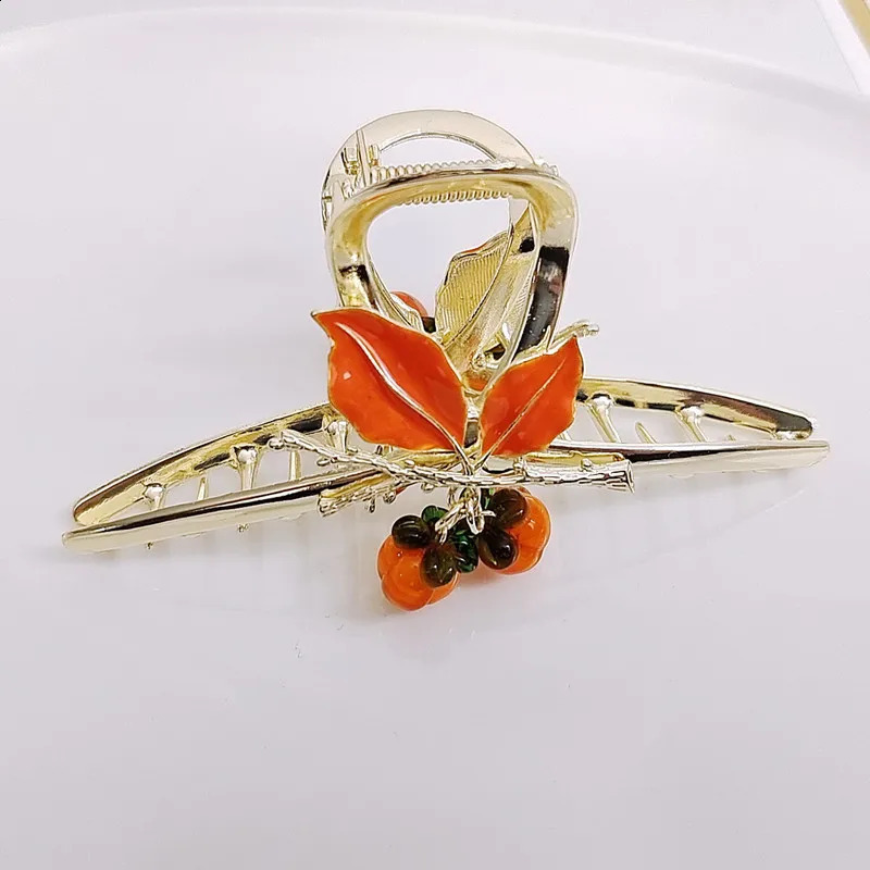 Fashion grace Crystal persimmon Hair Clip Sweet shark clip Barrette Headdress For Women Girl Hair Accessories Ponytail Claw Clip 250120