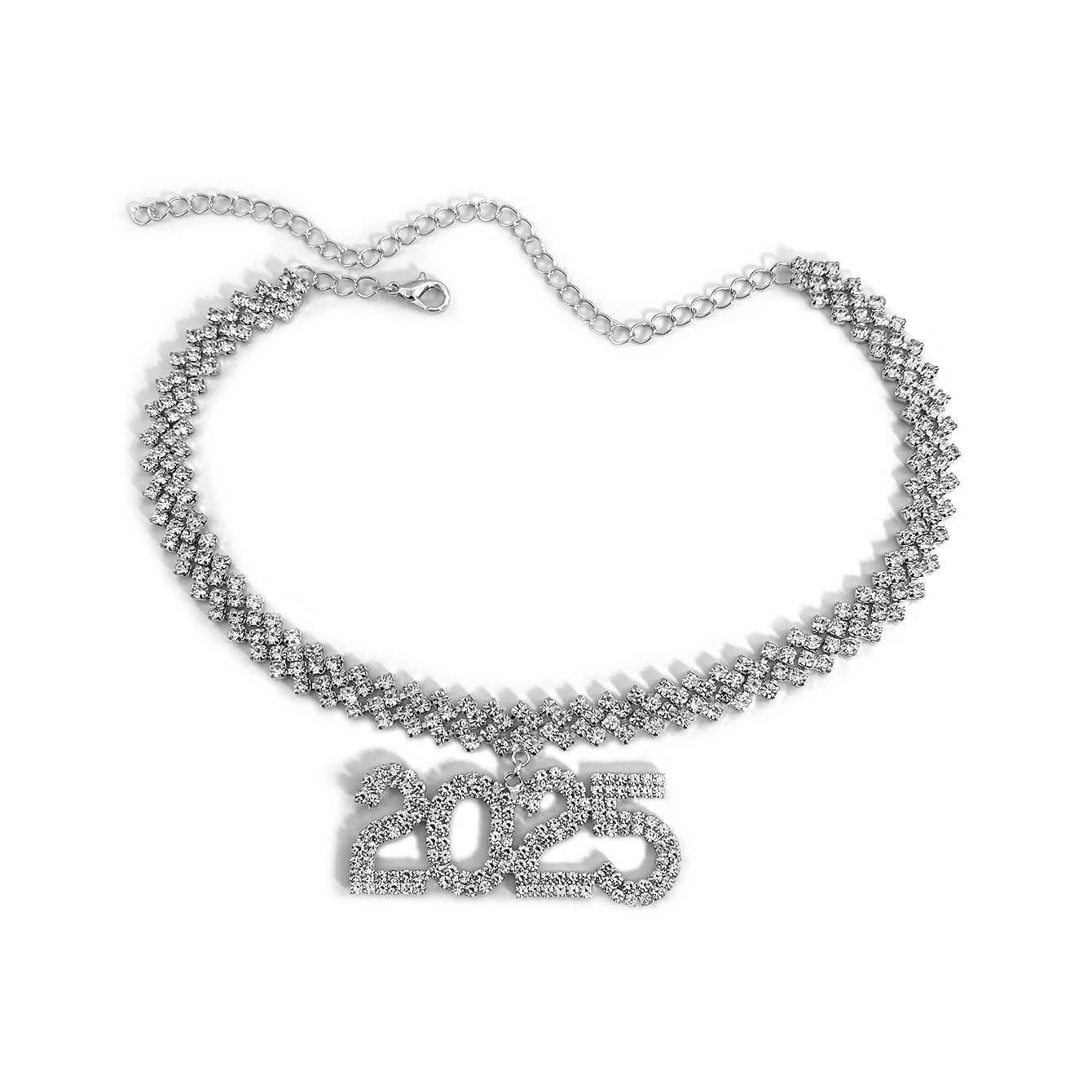 1pc Exaggerated Cuban Chain New Year Pendant Necklace 2025 Symbol Womens Fashion Punk Festival Accessories Tie Neck Short NecklXJ250121