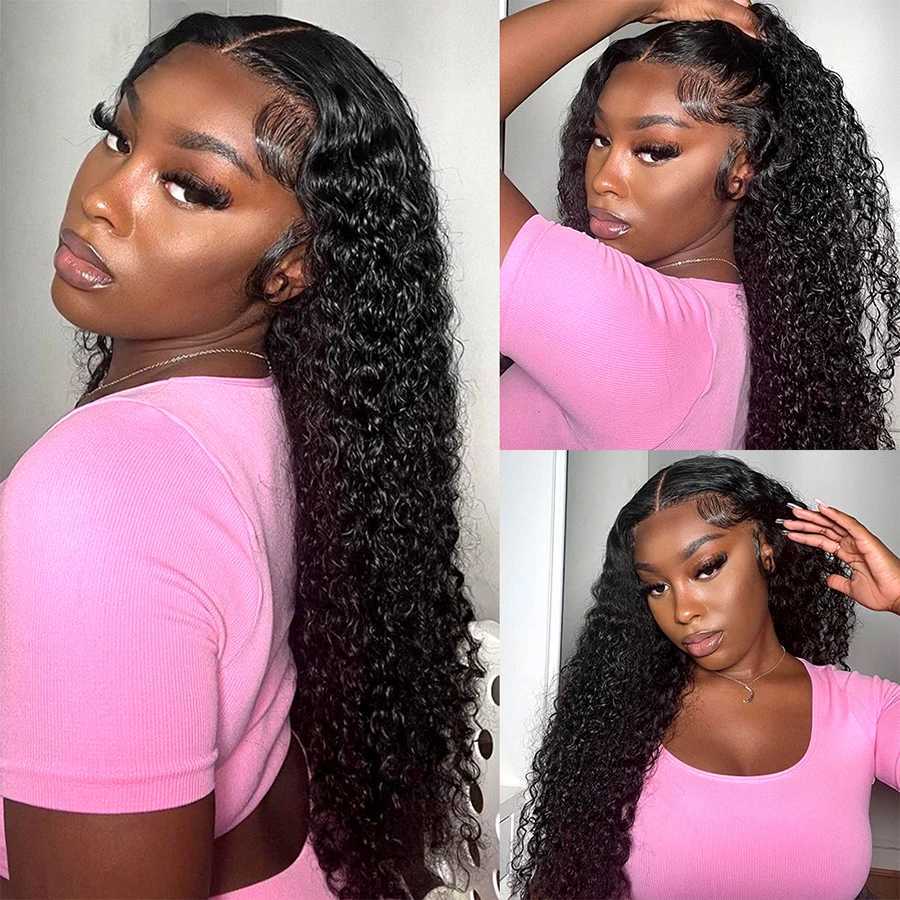 12A Water Wave Bundles With Clo Frontal Peruvian Deep Curl Wet and Wavy Bundles With Clo 100% Remy Human Hair WeaveXJ250120