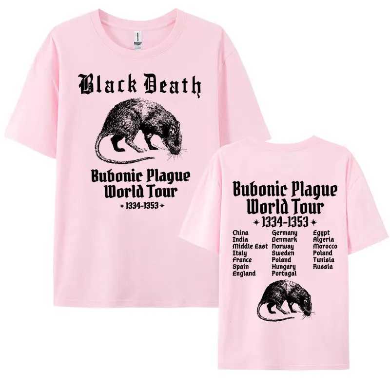 Bubonic Plague World Tour 2024 Mens T-shirt 100% Cotton Funny Meme Gothic T-shirt Mens Fashion Retro Extra Large T-shirt X250203