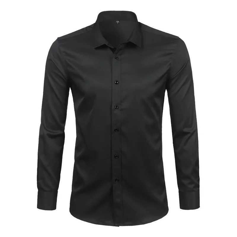 New Mens Minimalist Slim Fit Long Sleeve Shirts Classic Business Solid Color Office Shirt Casual Mens Clothing Tops 2024XJ250121