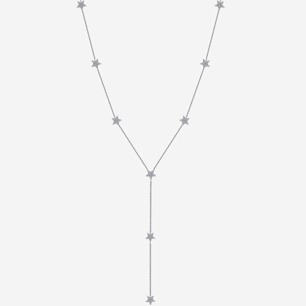 Real S925 Sterling Silver Star Necklace Women Brilliant Five Pointed Star Pendant Necklace Female Luxury Jewelry Shiny 5A ZirconXJ250114