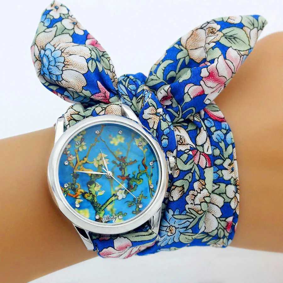 Shsby New Ladies Cloth Wristwatch Fashion Wen Dress Watch High Quality Silver Quartz Watch Sweet Girls Watch Fabric Clock X250203