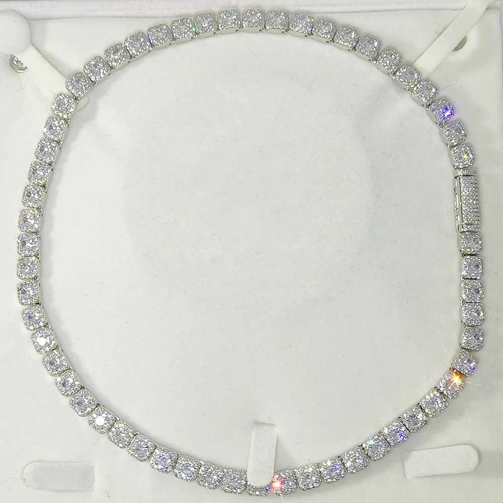 Hip Hop Jewelry 7mm d Tennis Chain Long Clasp Necklace Bling Zircon Cluster Diamond Gold Plated Choker For Women DropShippingXJ250114