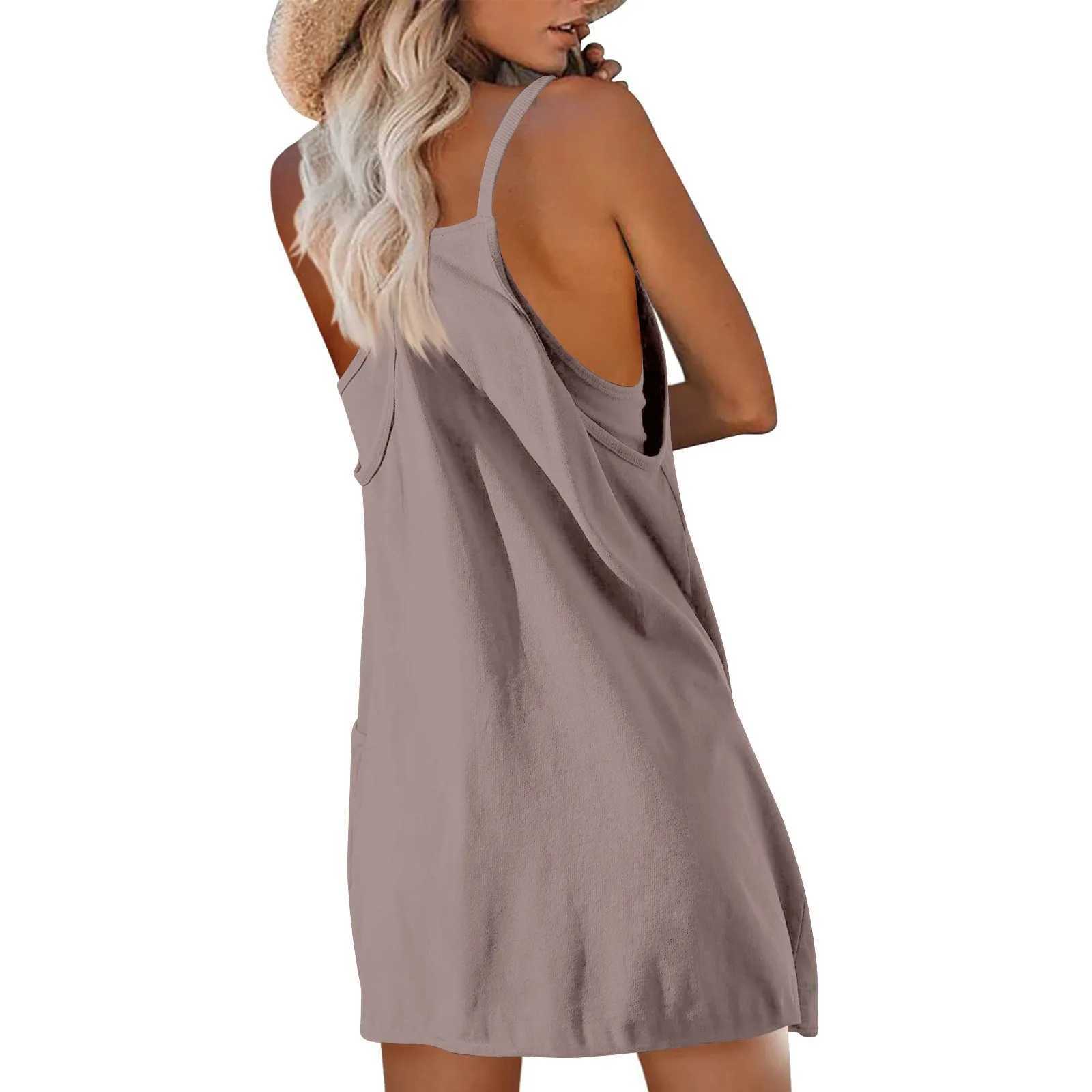 Sport Mini Dress For Women Summer Sveless Dress Casual Short Sundress Fe Workout Tennis Athletic Onesie With PocketsXJ250115
