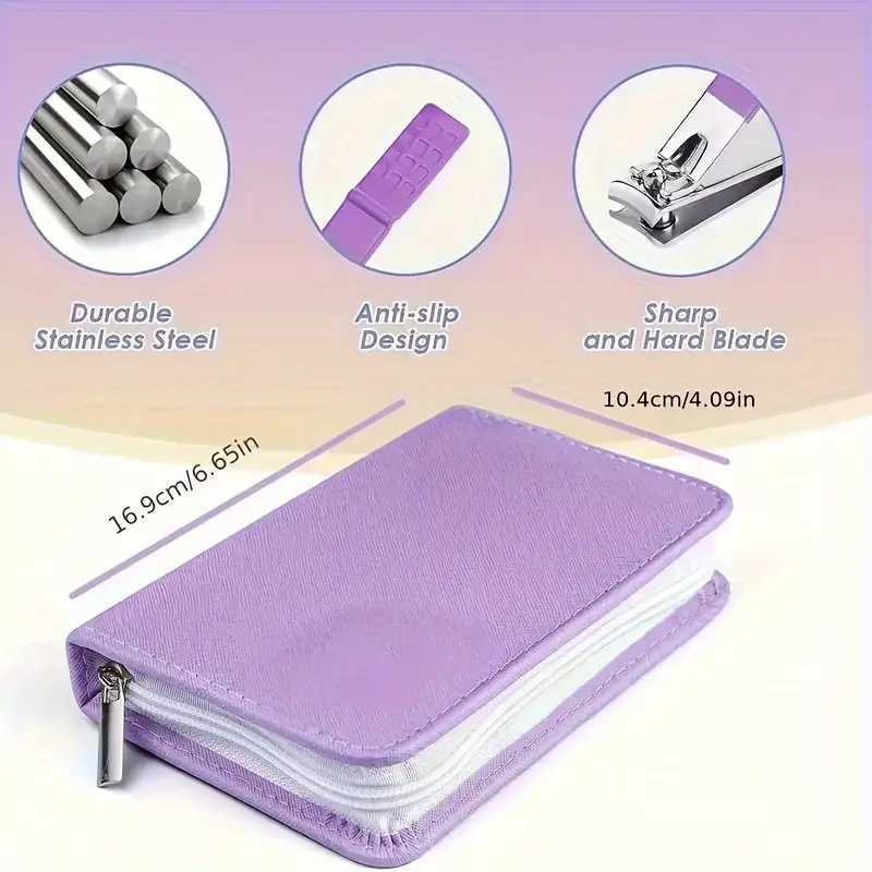 30 pieces purple professional nail set anti-splash nail clippers stainless steel nail clipping cuticle toolsXJ250116