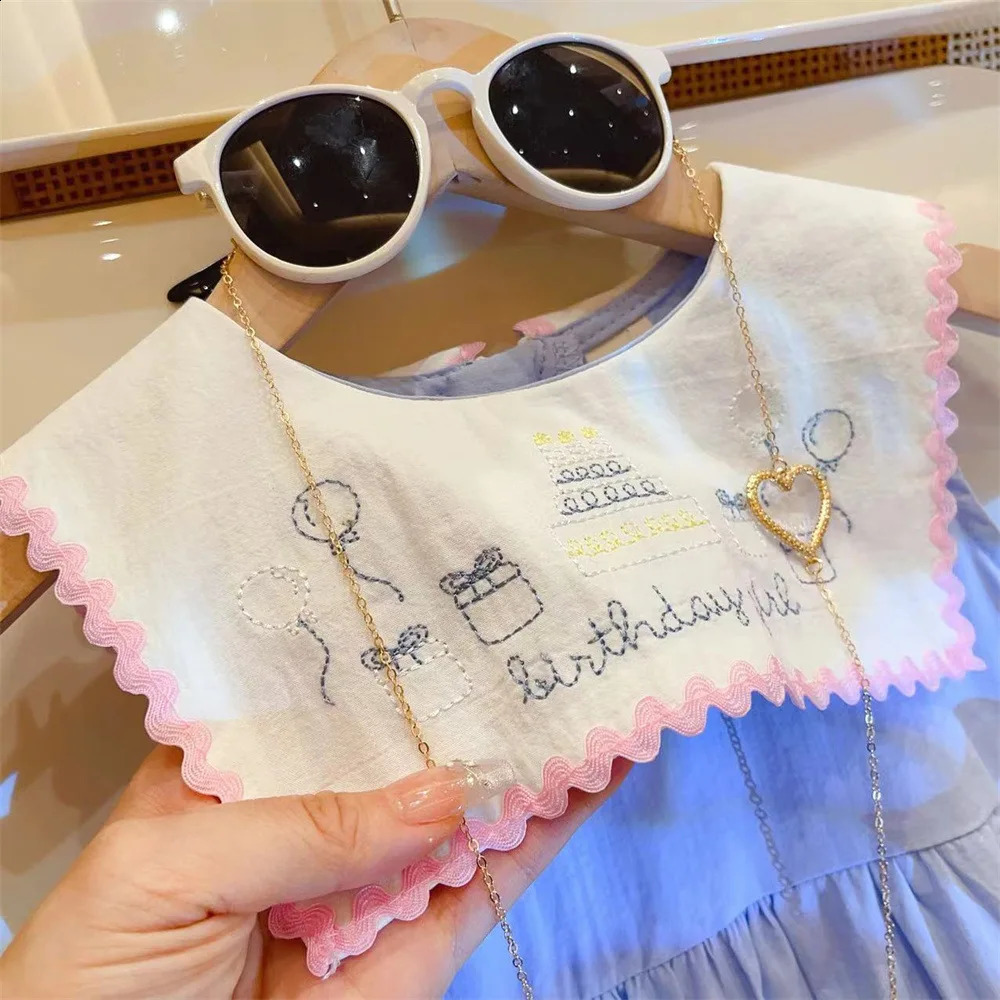 Girls Casual Dresses Summer Blue Dress Baby Doll Collar Vest Round Fashion Simple Childrens Clothing Lovely 250117