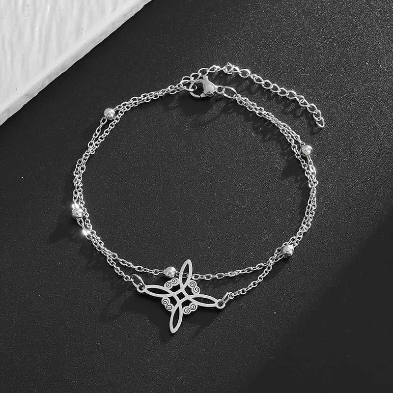 Stainless Steel Witch Knot Double layered Adjustable Bracelet Vintage Irish Lucky Knot Jewelry Birthday Gift W250121