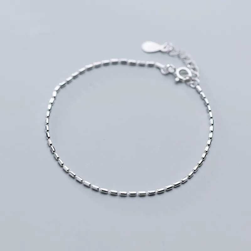 WOOZU Real 925 Sterling Silver Minimalism Square Link Chain Anklet For Women Party Girls Classic Foot Jewelry Gift AccoriesXJ250121