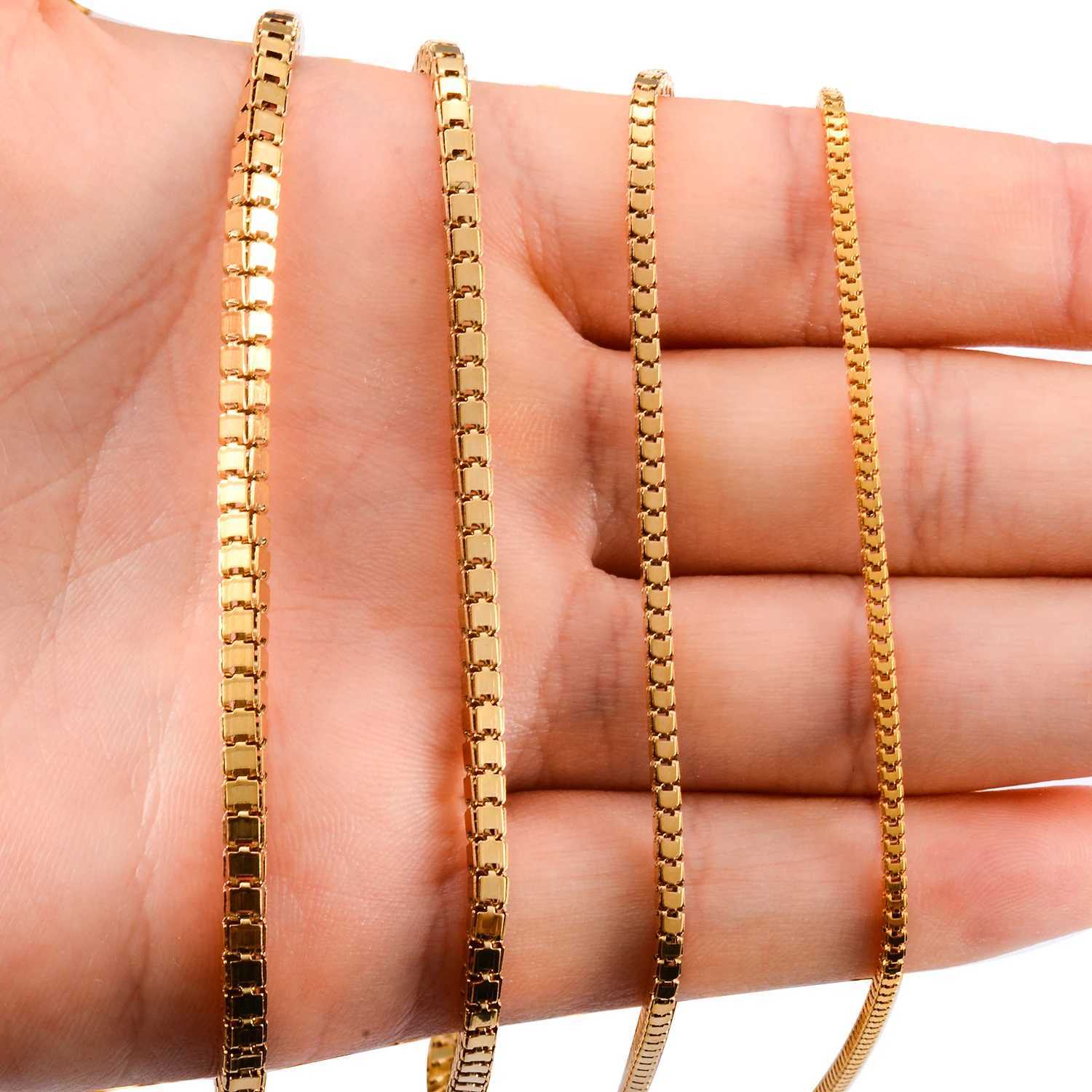 1.6/2/2.5/3mm Width Stainless Steel Square Box Link Chain Necklace Gold Color Hip Hop Choker Jewelry for Women MenXJ250121