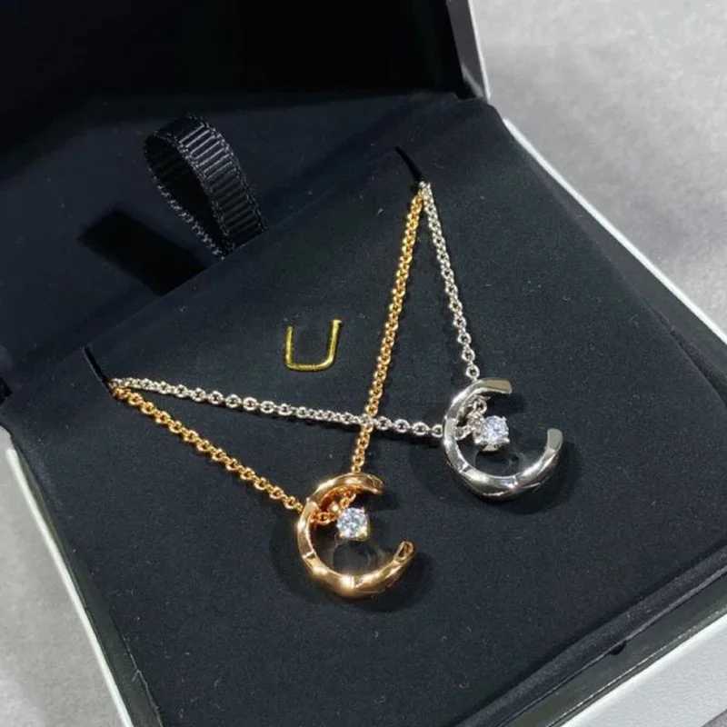 PureNew Fashion Moon Moissanite Necklace for Women 100% Real Womens Moissanite Diamond Necklace Wedding Party Gift JewelryXJ250114
