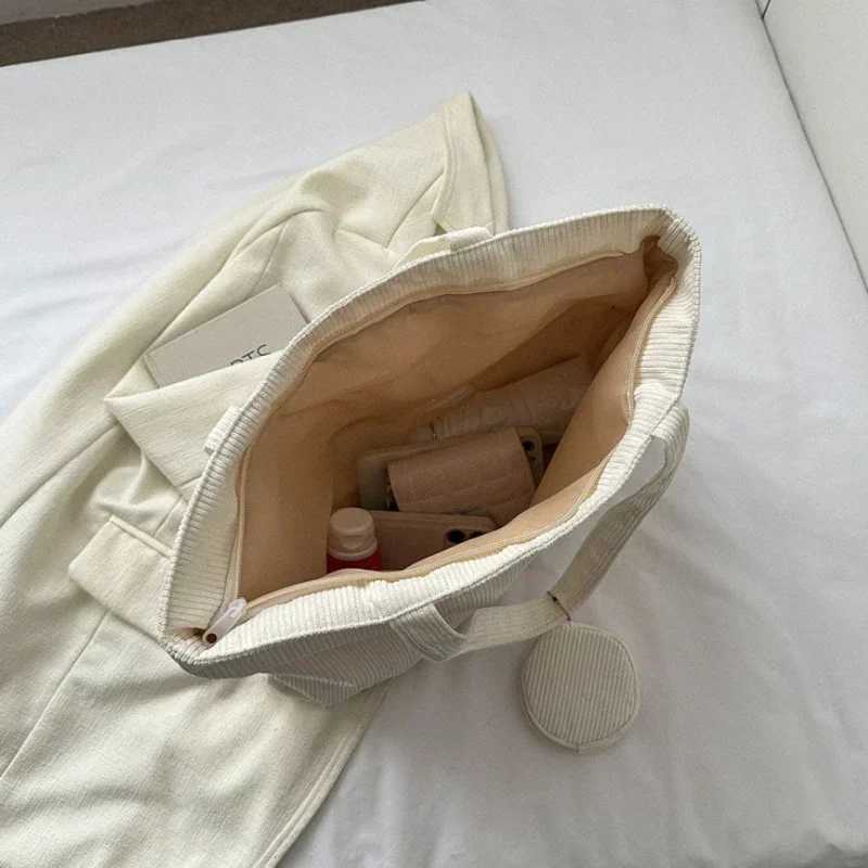 Women Corduroy Tote Handbag Zipper Vintage Tote Bag Foldable Shoulder Bag with Coin Bag Large Capacity Versatile HandbagsXJ250121