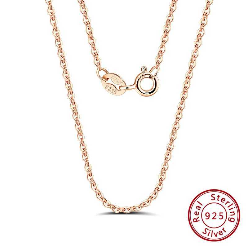 KISS MAN Genuine 925 Sterling Silver Cable Chain Necklace Rose Gold Plated Chain Necklace for Women Necklace Jewelry SC06XJ250114