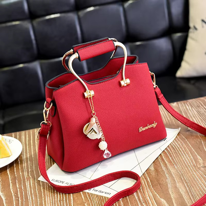 Handle For Women PU Leather Pendant Crossbody Bag Large Capacity Messenger Handbag Middle-Aged Mommy Bags Tote Purse
