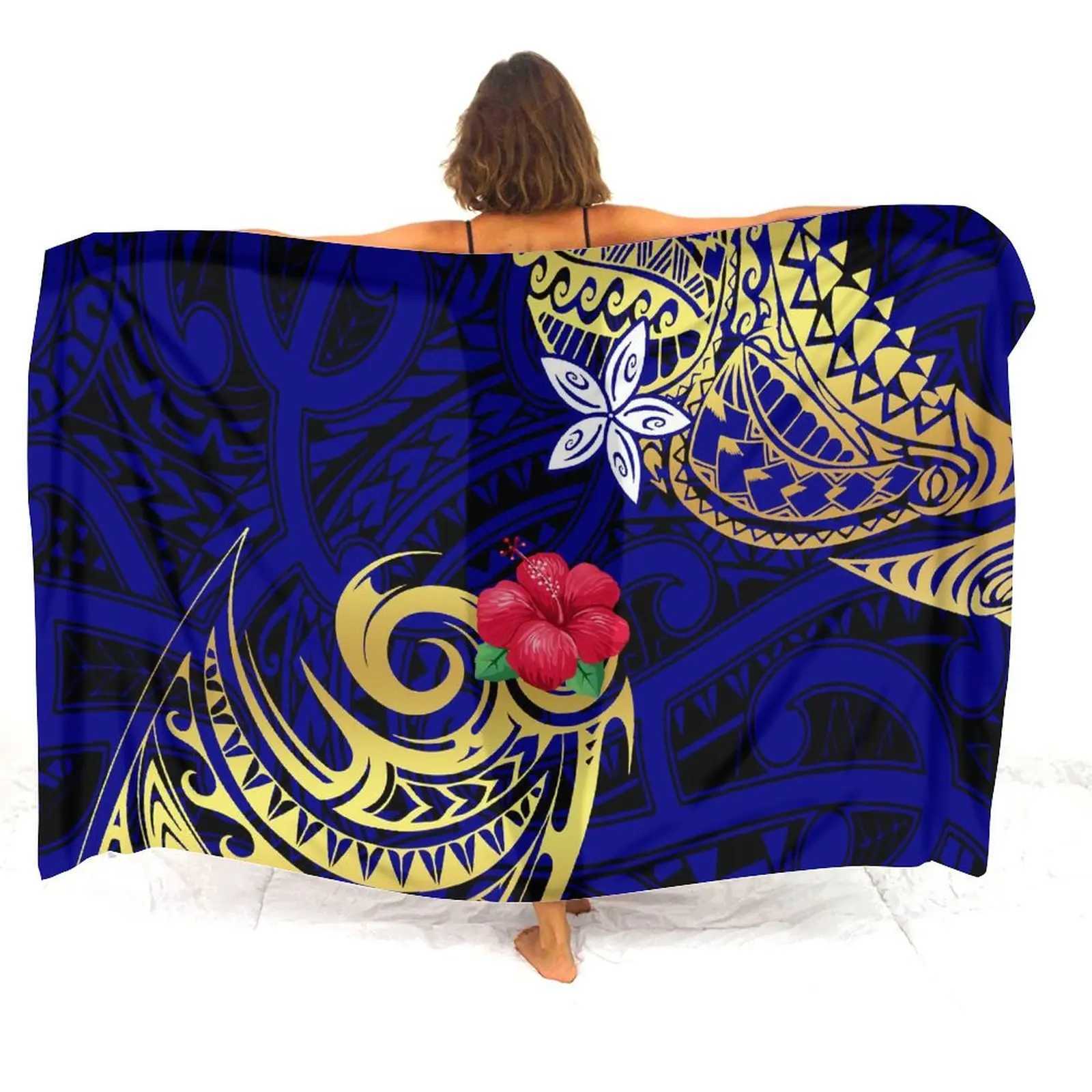 Summer soft ladies Sarong Haiian tribal ethnic Polynesian print custom floral pattern text custom seaside bikini jacket W250120