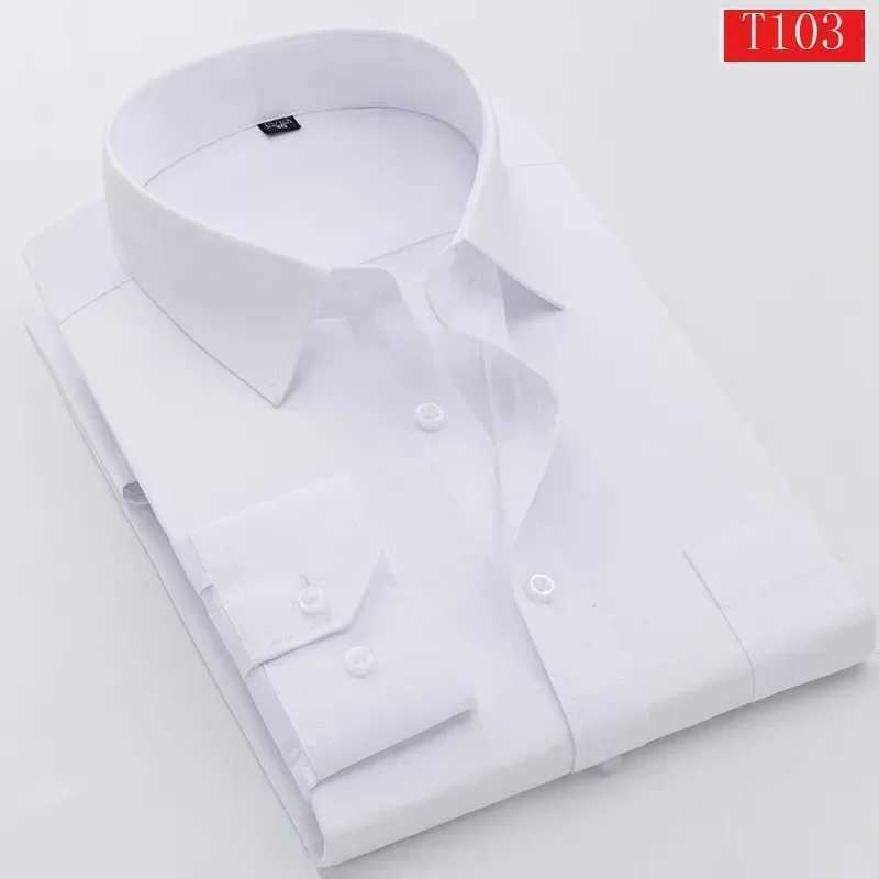 Mens 100% pure Cotton Long Sleeve Solid/striped Basic Dress Shirts Single Patch Pocket Formal Regular Fit Office ShirtXJ250121