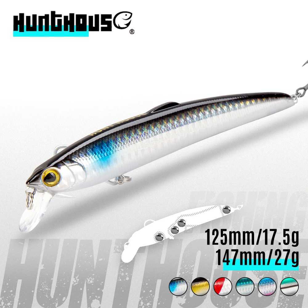 Hunthouse fishing lure flexible floating smith saruna minnow 125mm 17.5g for fishing seabass pike fishing hard baits wobbleXJ250122