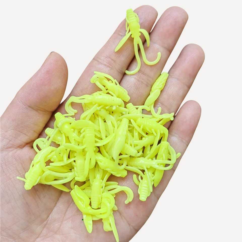 MUKUN 20pcs 3cm/0.3g 4cm/0.7g mini TPE floating soft lure bait Worm Soft Fishing Lure Shrimp with Bass CarpXJ250122