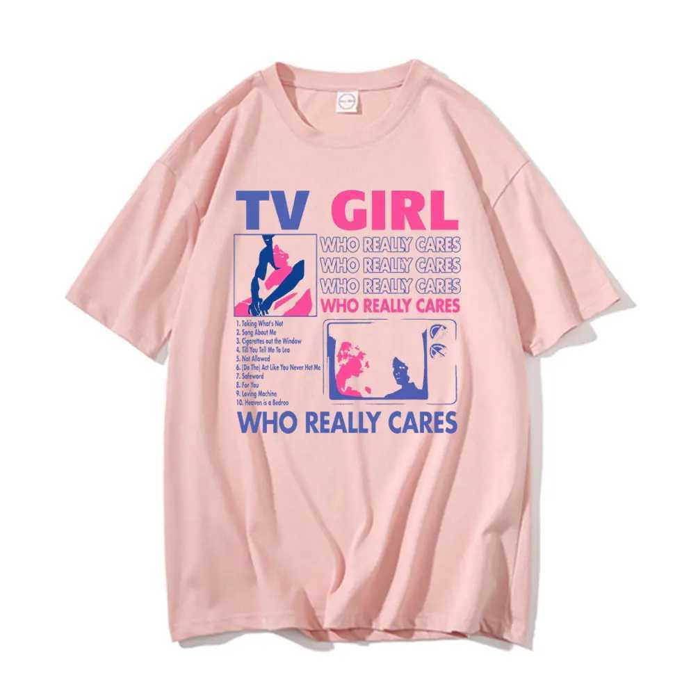 TV Girl Who Really Cares Graphic Print T-shirts Men Women Fashion Vintage Oversized Tshirt Short Sleeve Male 100% Cotton T Shirt X250203