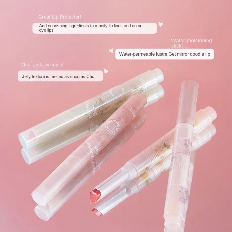 FLORTTE First Kiss Love Lipstick Pencil Lip Balm Mirror Shine Lip Glaze Lip Stick Korean Makeup Lipgloss 250108