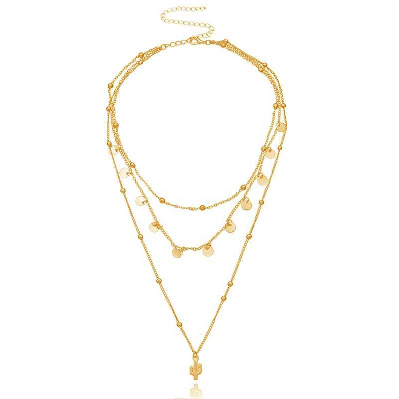 New 925 Sterling Silver Triple Layer Necklace Plant Round Piece Choker Exquisite Clavicle Chain Send Womens Fine AccoriesXJ250114