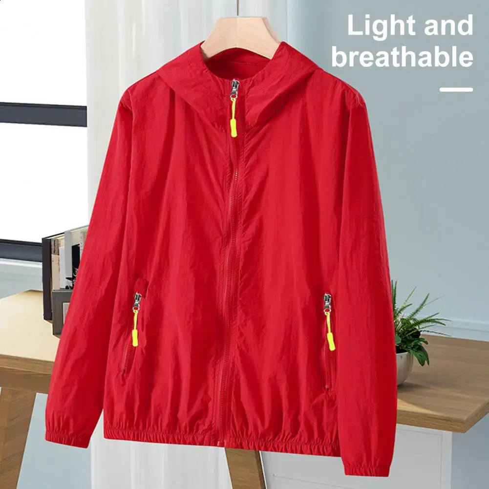 Mens and womens sun jacket waterproof quick drying windproof cover fishing hunting suit full zipper side pocket 250122