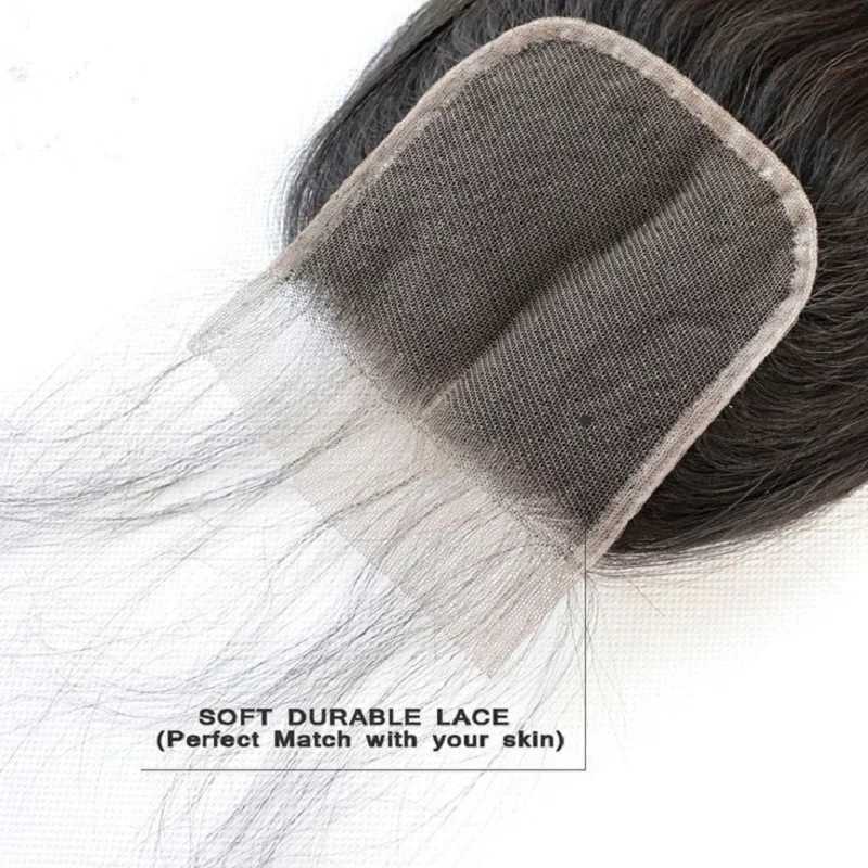 Straight Human Hair Bundles With Clo 3PCS Bundles With 4x4 Transparent Lace Clo Natural Color Hair Extension For WomenXJ250120