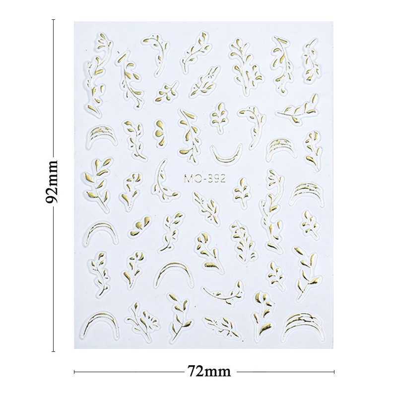 Golden Brozing Leaf Branches 3D Nail Sticker Silver Flower Slash Maple Leaves Ginkgo Plant Floral Transfer Slider Manicure DecalXJ250120
