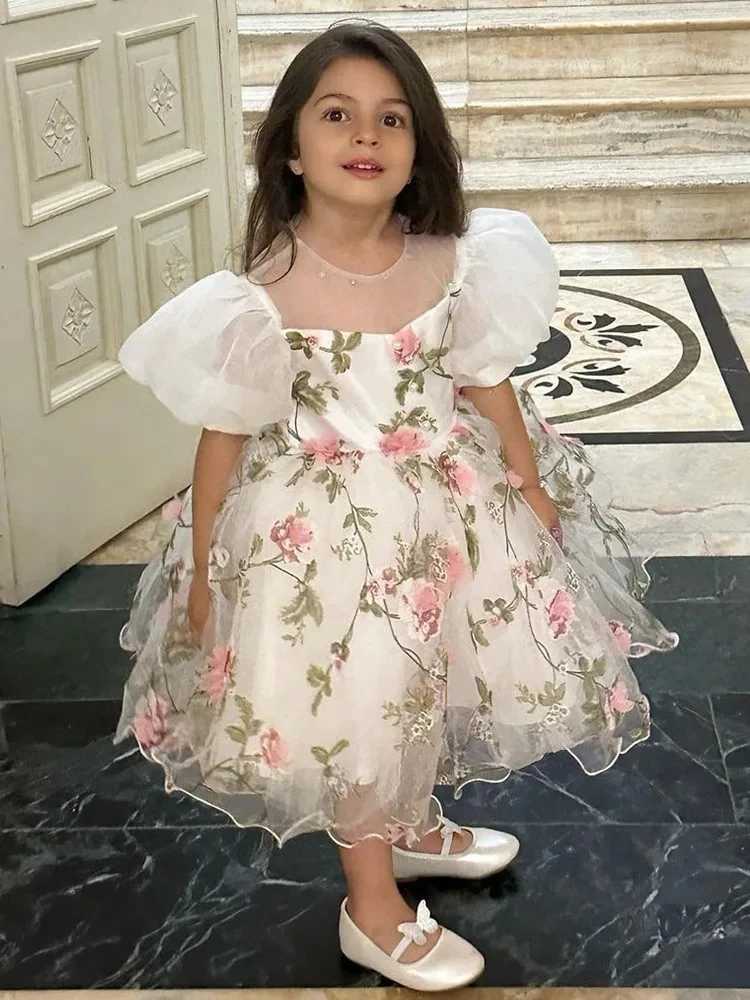 Baby Girl Birthday Fluffy Dress Infant 2024 Baptism Gown Flower Wedding Costume Kids Long Sleeved Clothes Toddler Dresses X250203
