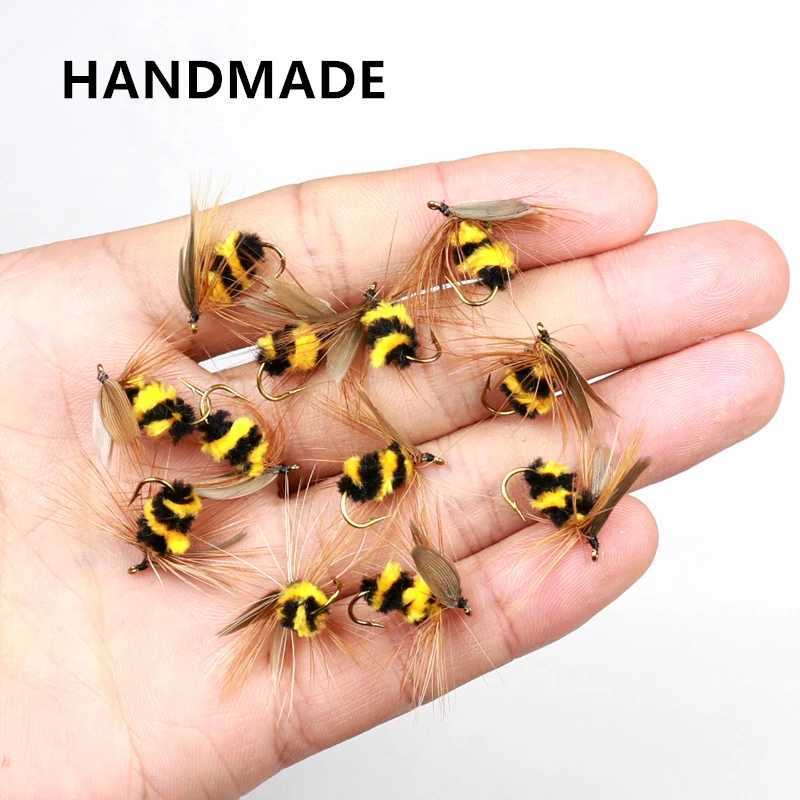 10pcs #10 Artificial Insect Bait Lure Bee Fly Trout Artificial Fishing Lures 15mm Outdoor Fishing Insects Baits Lure SetXJ250122