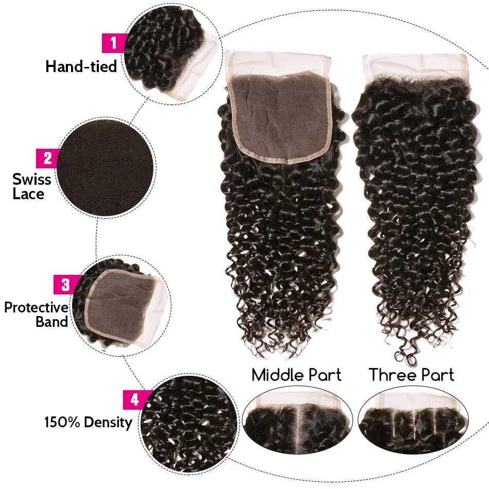 Brazillian Kinky Curly Hair Bundles With Clo Brazilian Hair Weave 3 Bundles with Clo Human Hair Extension capelli umaniXJ250120
