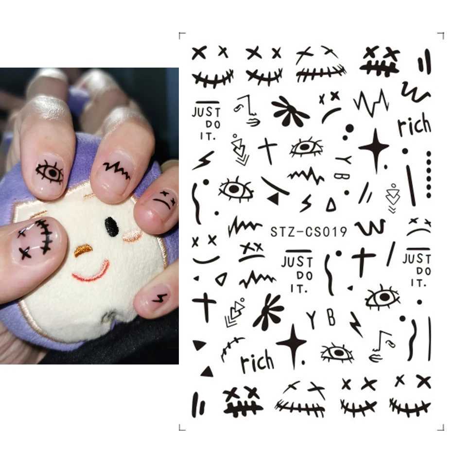 Klein Blue AbstractFaceNail Art Manicure Decals Cool Boy Halloween Element Adhesive Sliders Man Nail Sticker Decor CHSTZ-CS058XJ250120