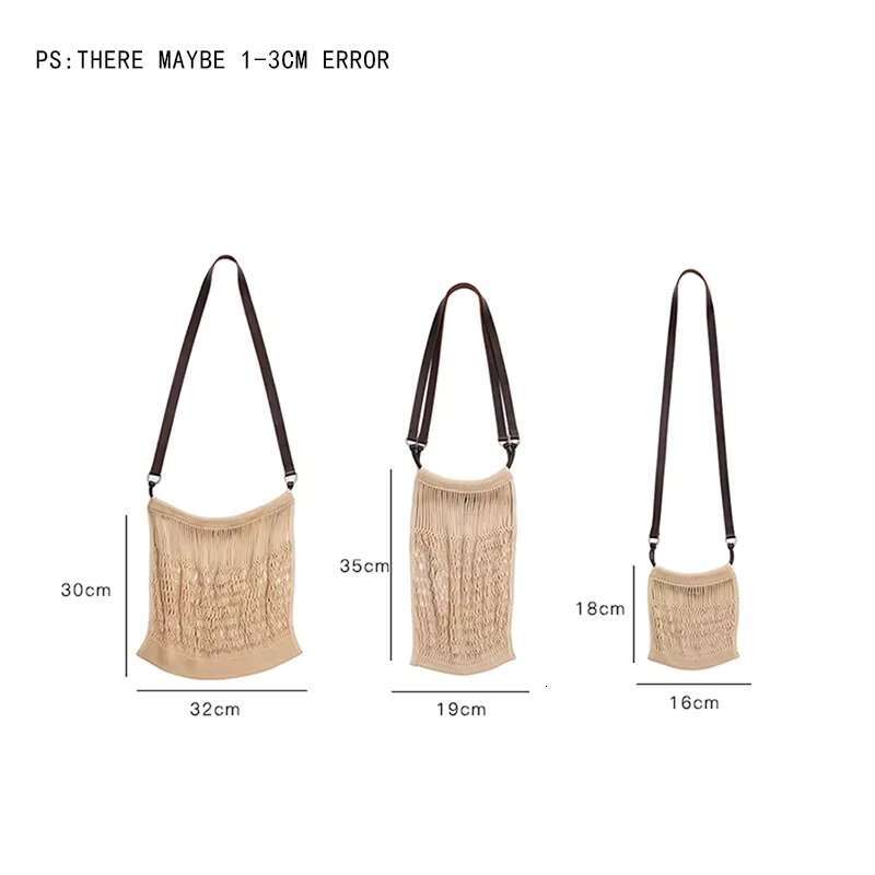 Fashion Hollow Out Women Shoulder Bags Handmade Weave Crossbody Casual Summer Beach Bag Fishnet Tote Shopper Purses 2024
