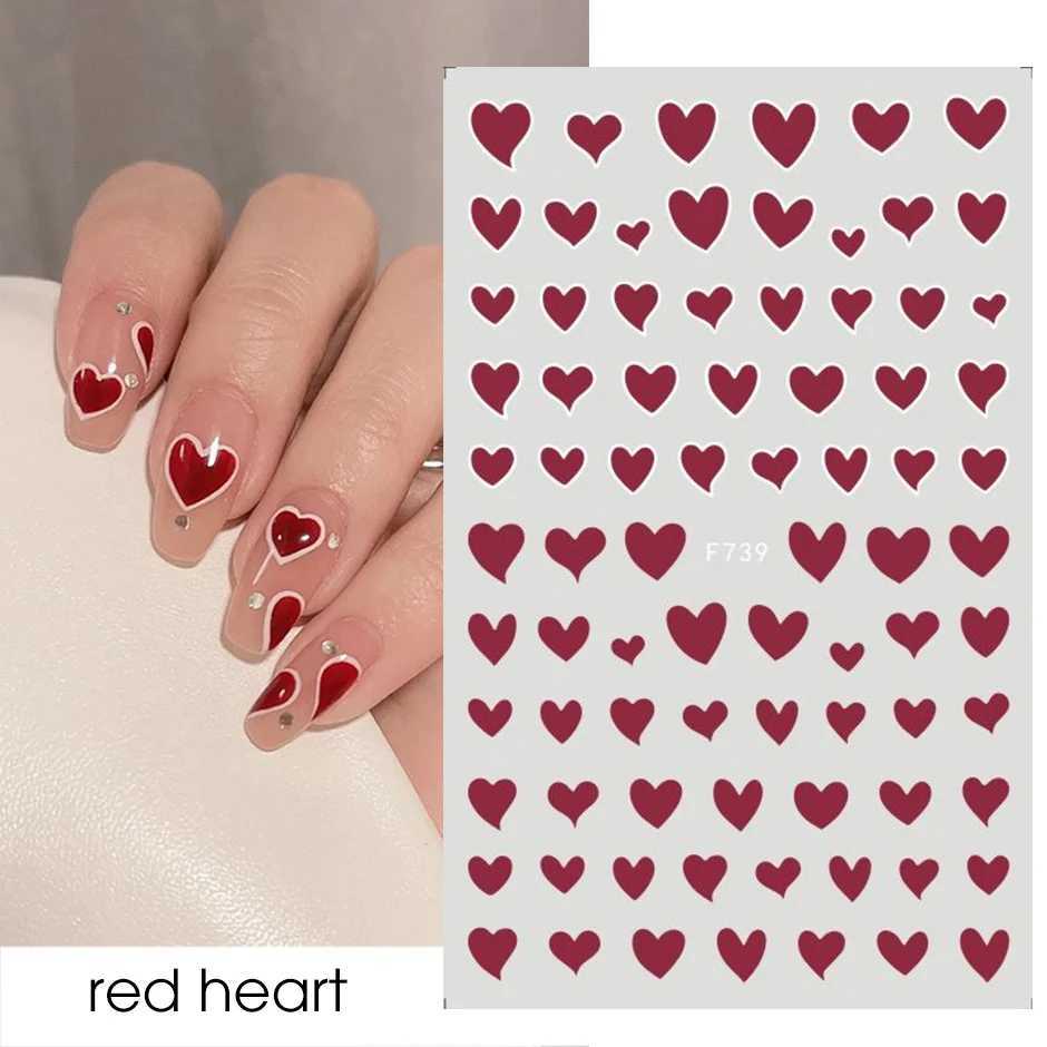 3D Nail Stickers Heart Love Design Nail Art Decals Valentines Letters Adhesive Transfer Sliders 2025 Manicure Tattoo DecorationsXJ250120