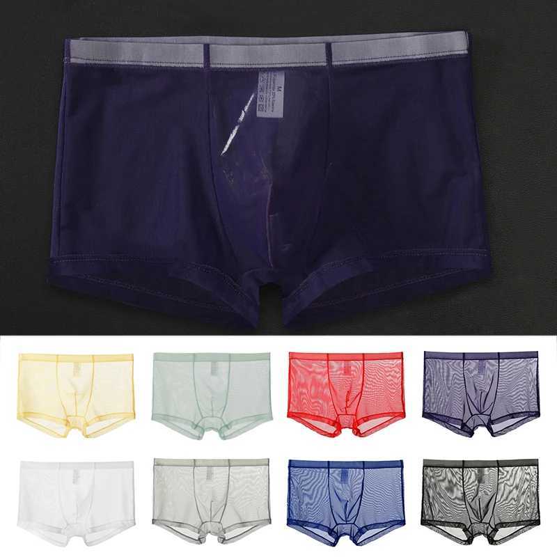 Men Sexy Seamless Underwear Pants Mens Ultra-thin Transparent Boxer shorts Male Mid-rise Mesh Slips Homme Panties Boxer ShortsXJ250114