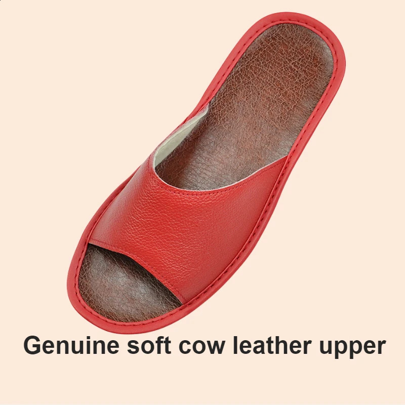 Big sizes Genuine Cow Leather Slippers Homes in indoor slipper summer open toe sandals men women elderly casual Slides shoes 250113