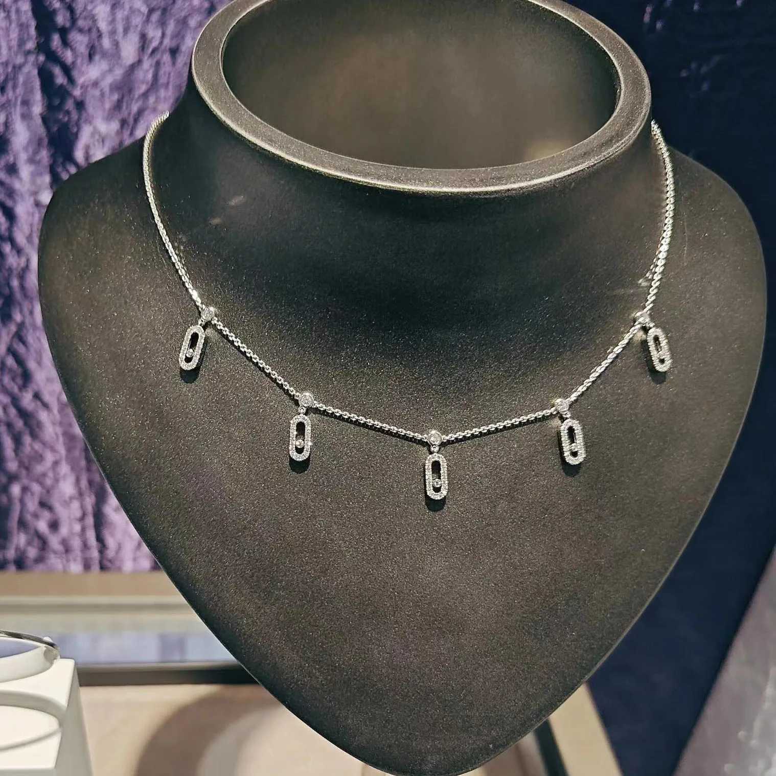 Popular French Brand Mobile Diamond 925 Sterling Silver Fashionable Womens Luxury Diamond Pendant Necklace Festival Party GiftsXJ250114