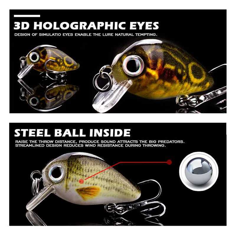 Hanlin 5pcs/Suit 28mm/1.5g Mini Fishing Lures Bionic Baits Artificial Hard Bait Wobblers Crankbait Perch Carp Fishing Pike BassXJ250122