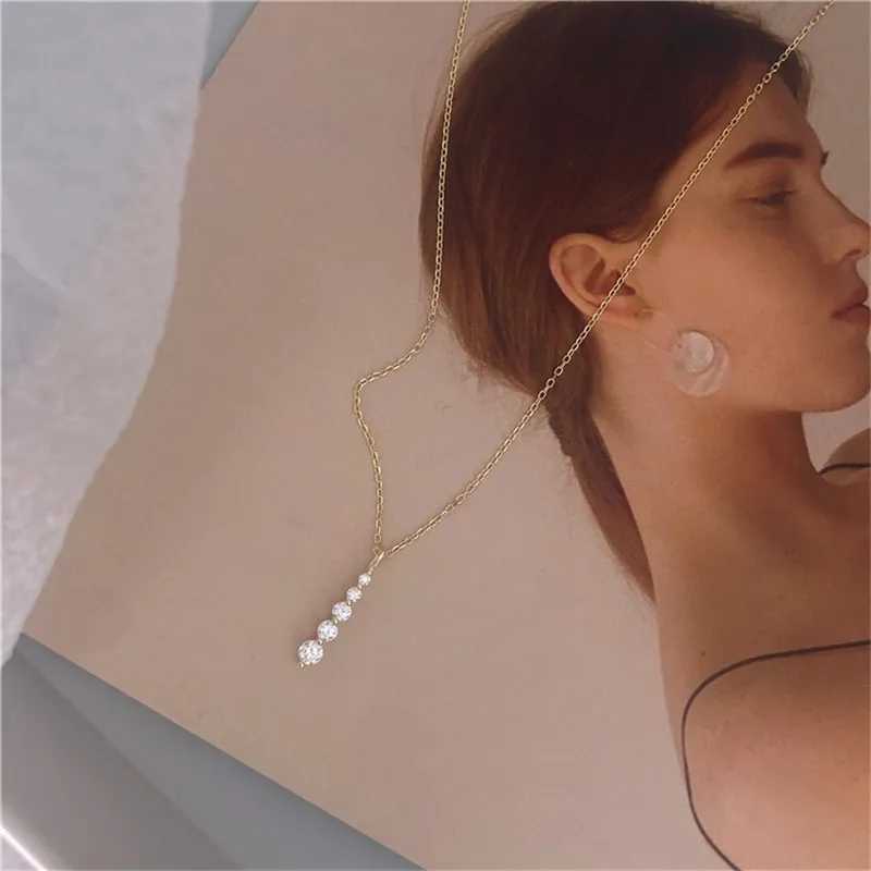 925 Sterling Silver French Simple Crystal Pendant Clavicle Chain Necklace Women Light Luxury Temperament Wedding Jewelry GiftXJ250114