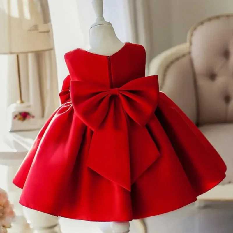 Newborn baby dress sequins red lace chiffon baby Christmas party princess dress bow 1st birthday dress baby bath dress X250203