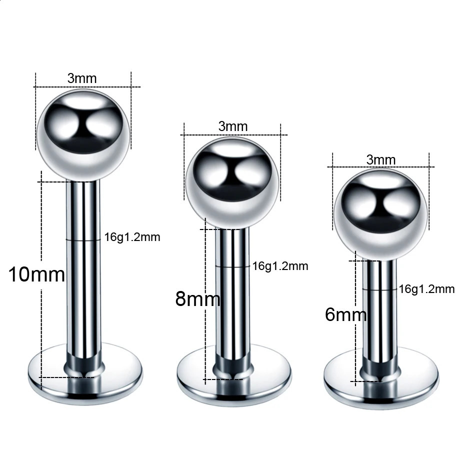 HS Lot 1Piece Steel Assorted Colors Labret Stud Lip Piercing Ear Cartilage Tragus Helix Ring Fashion Charming Jewelry 250110