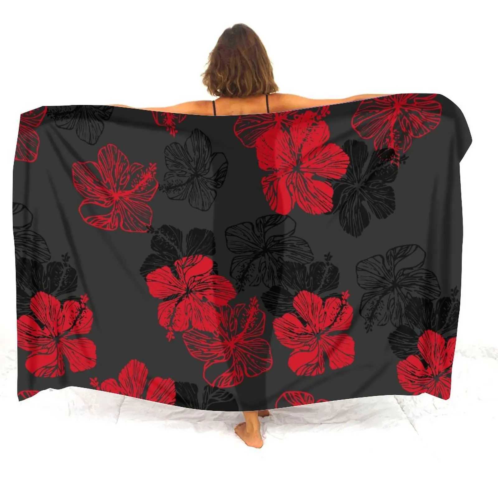 Summer soft ladies Sarong Haiian tribal ethnic Polynesian print custom floral pattern text custom seaside bikini jacket W250120