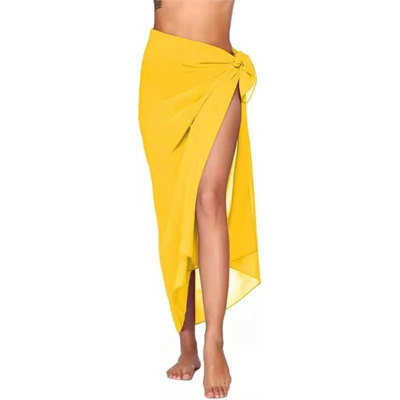 2025 New Beach-Sarong-Pareo for Womens Chiffon-Semi-Sheer Swimsuit Cover-Ups Side Tie Long Wr Skirt for Swimwear Bathing Suit W250120