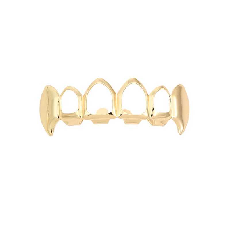 Hip-Hop In Europe America 18K Gold Hollow Tooth Gold-Plated Smooth Hip-HopTeeth Mens Teeth Decoration Fashion JewelryXJ250114