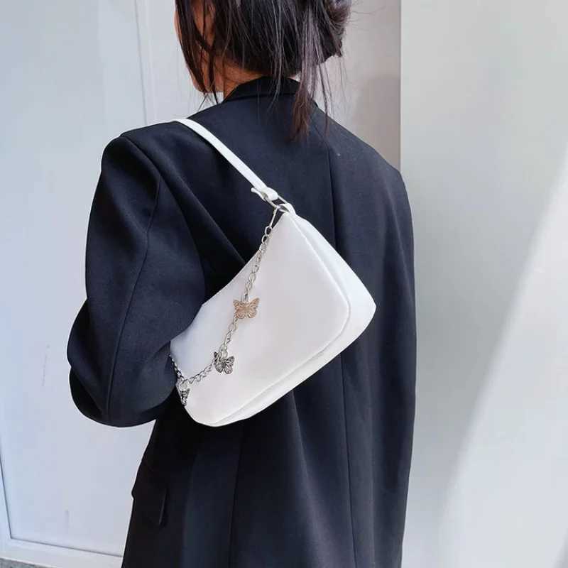 Fi Women Butterfly Chain Travel Shoulder Bags Female PU Leather Shopping Underarm Bags Pure Color Small Purses and HandbagsXJ250121