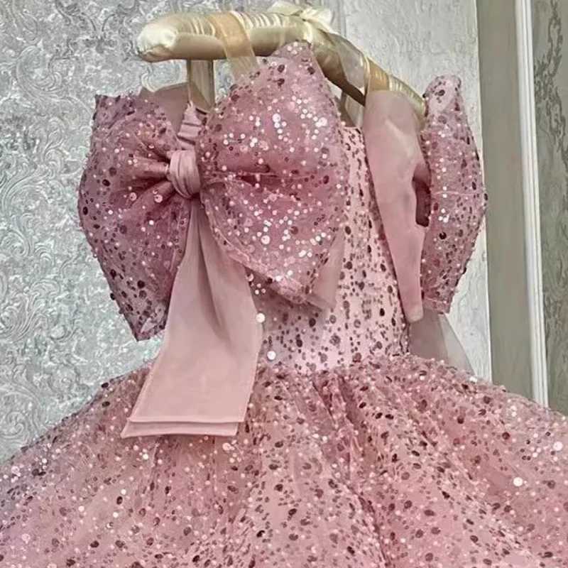 2024 Children Princess Dress Formal Occasion Clothes Matching One Year Old Costumes Baby Girls Luxury Bow Sequin Elegant Outfit X250203