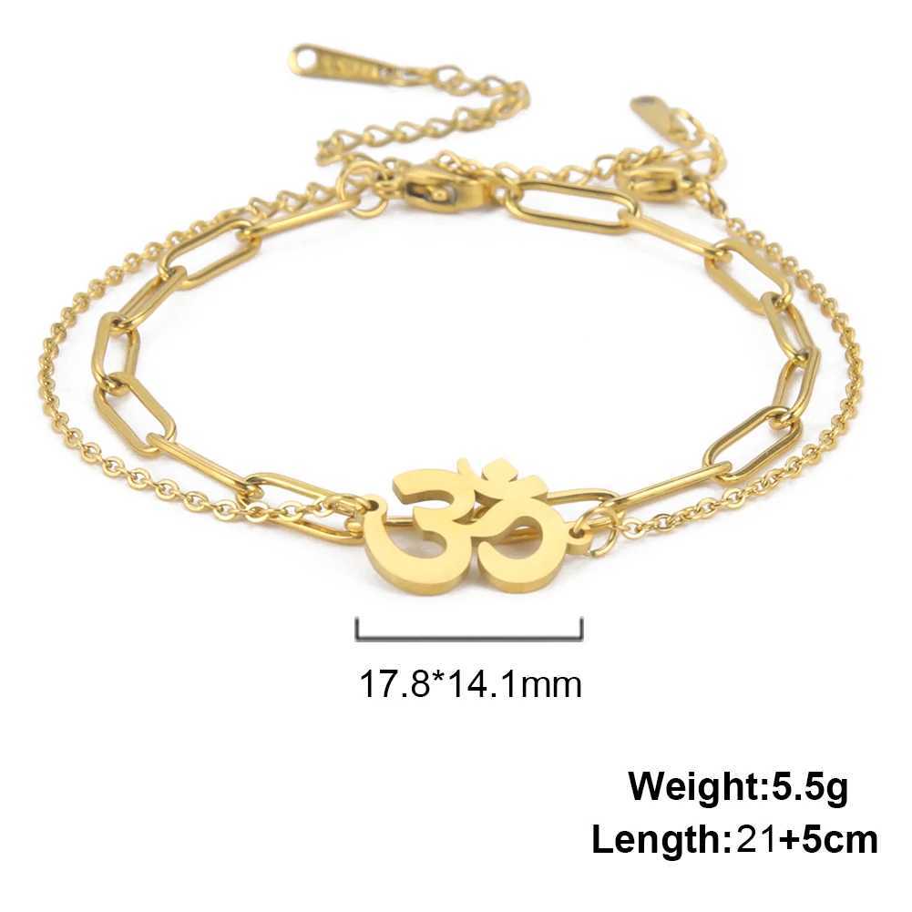 Dara Aum Om Ohm Sanskrit Symbol Anklets Bracelet Hindu Yoga Ankle Chain Bracelets Stainl Steel Spiritual JewelryXJ250121